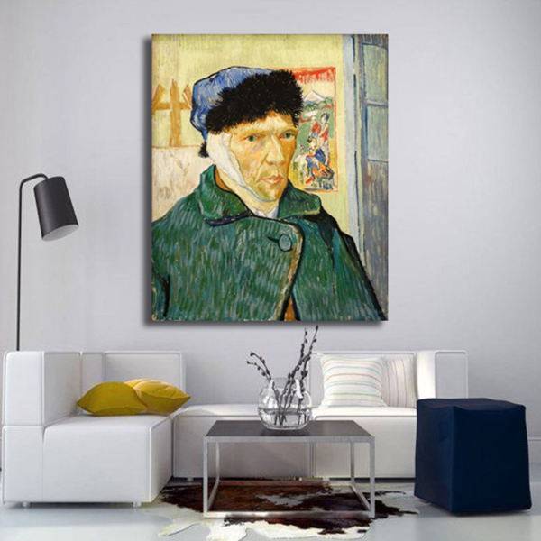 نقاشی خودنگاره با گوش باند پیچی شده