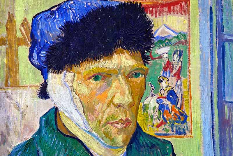 نقاشی خودنگاره با گوش باند پیچی شده