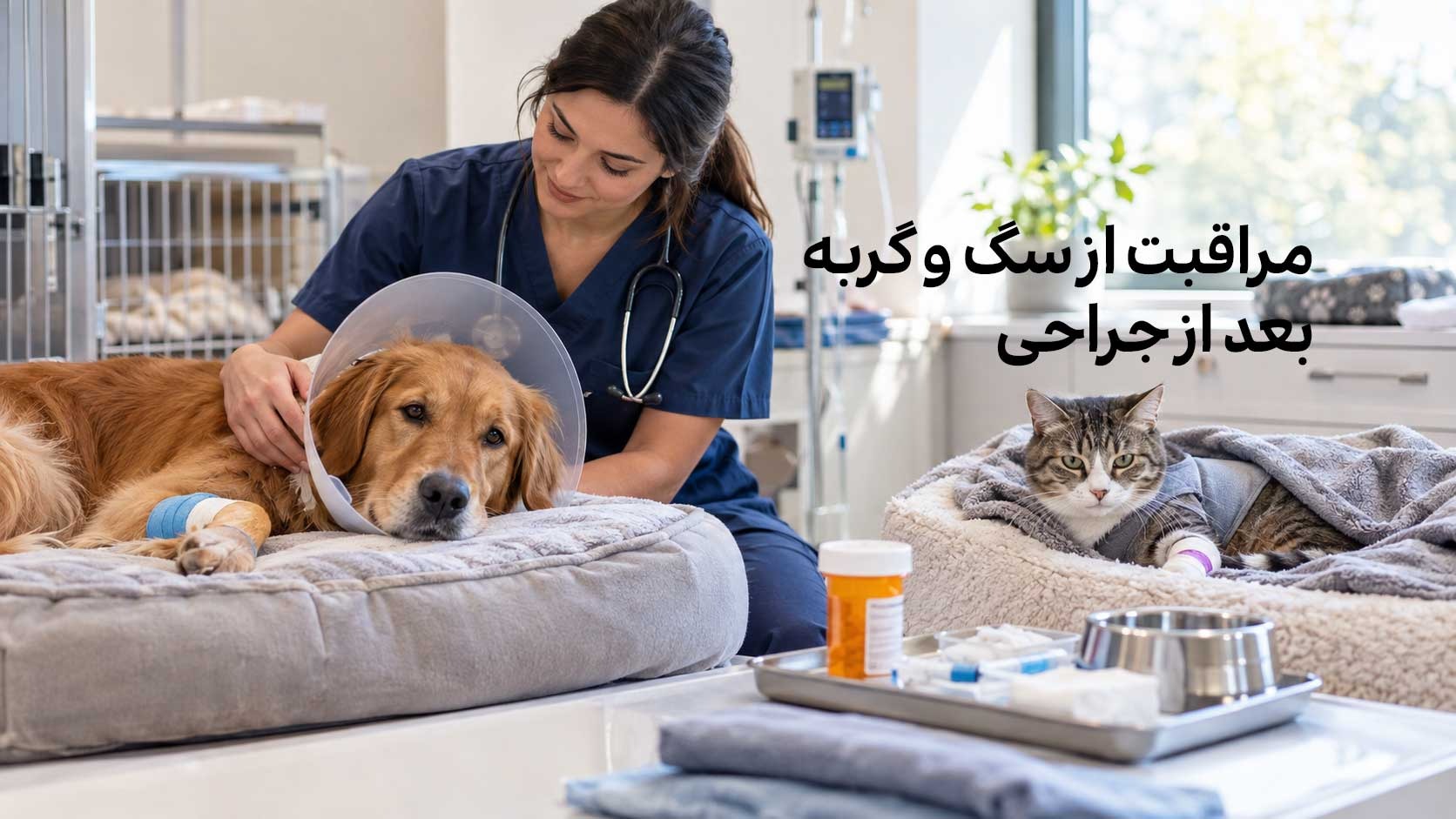 مراقبت از سگ و گربه بعد از جراحی؛ از مراقبت از بخیه تا جلوگیری از لیسیدن زخم 1 مراقبت از سگ و گربه بعد از جراحی؛ از مراقبت از بخیه تا جلوگیری از لیسیدن زخم